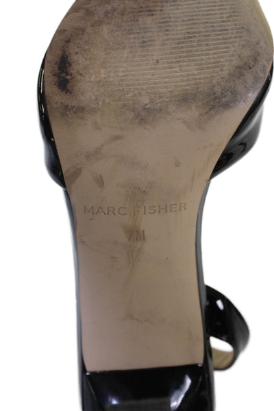 Marc Fisher Womens Patent Leather Slingbacks Pumps Black Size 7 Medium