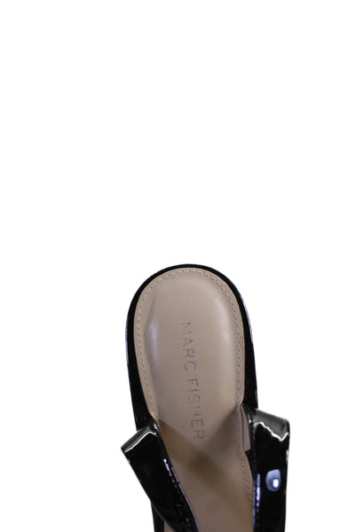 Marc Fisher Womens Patent Leather Slingbacks Pumps Black Size 7 Medium