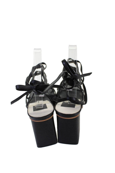 Dolce Vita Womens Leather Strappy Lace Up Sandal Heels Black Size 8