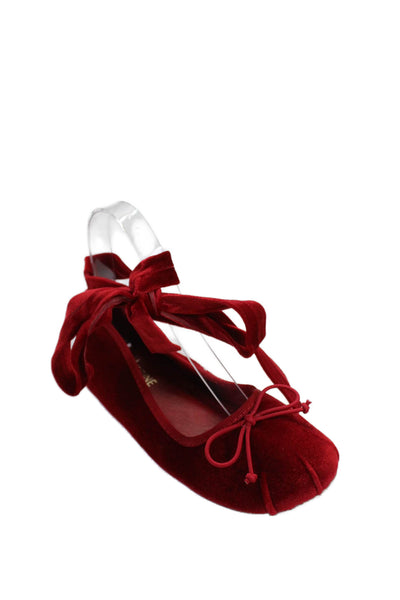 Catherine Catherine Malandrino Womens Velvet Ballet Flat Red Size 6
