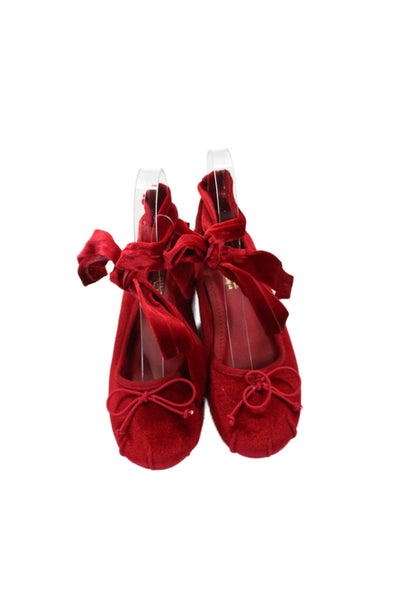 Catherine Catherine Malandrino Womens Velvet Ballet Flat Red Size 6