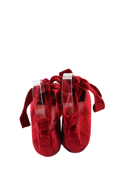 Catherine Catherine Malandrino Womens Velvet Ballet Flat Red Size 6
