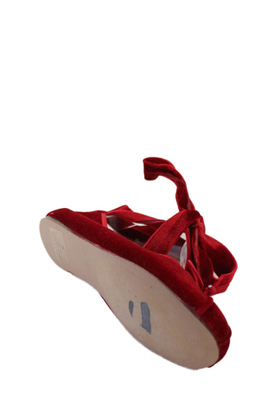 Catherine Catherine Malandrino Womens Velvet Ballet Flat Red Size 6