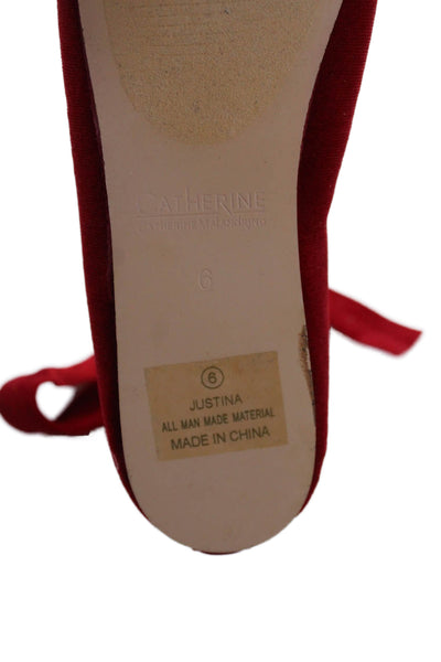 Catherine Catherine Malandrino Womens Velvet Ballet Flat Red Size 6