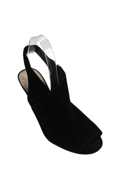 Vince Camuto Womens Suede Open Toe Slingback Heels Black Size 8.5M