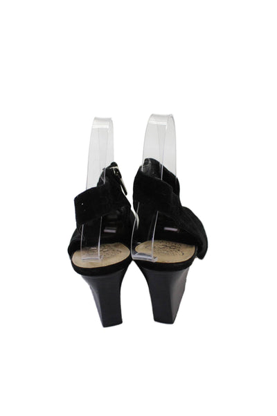 Vince Camuto Womens Suede Open Toe Slingback Heels Black Size 8.5M