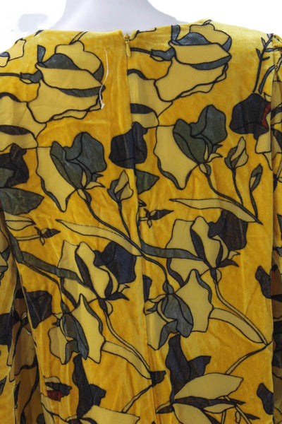 French Connection Women Shift Dress Yellow Floral Viscose Long Sleeve Size 8