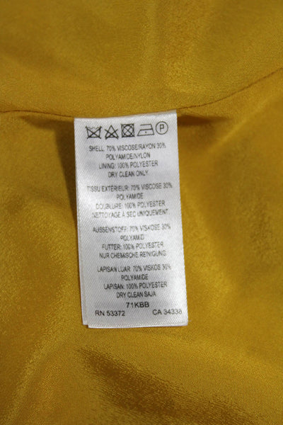 French Connection Women Shift Dress Yellow Floral Viscose Long Sleeve Size 8