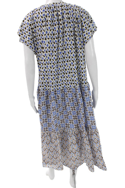 Zara Women Trapeze Swing Geometric Multicolor Midi Dress Sleeve Size L