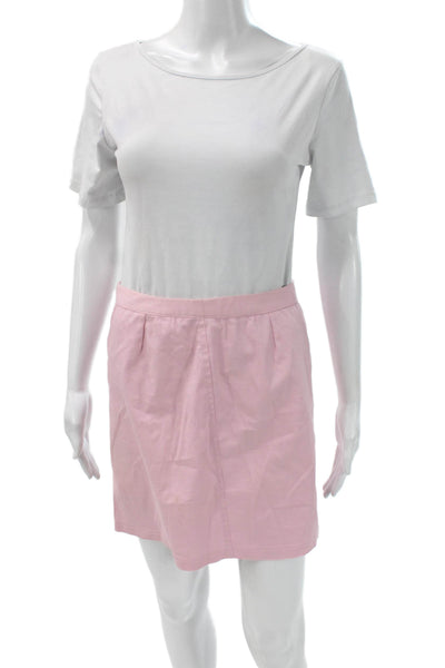 Just Cavalli Women Straight Pencil Skirt Pink Cotton Zip Size 40