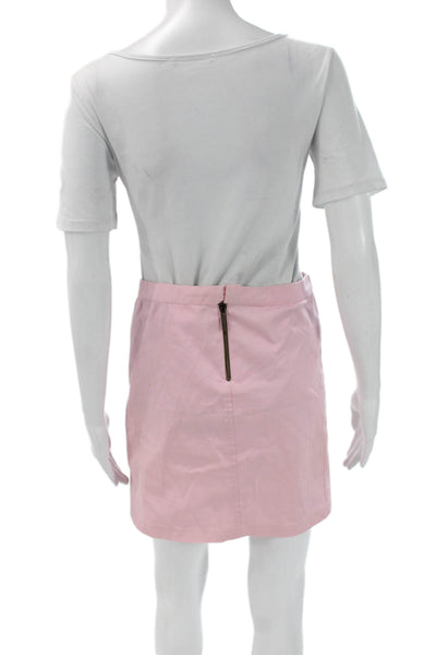 Just Cavalli Women Straight Pencil Skirt Pink Cotton Zip Size 40