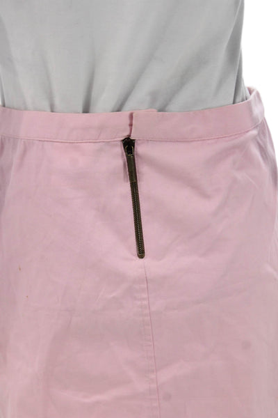 Just Cavalli Women Straight Pencil Skirt Pink Cotton Zip Size 40