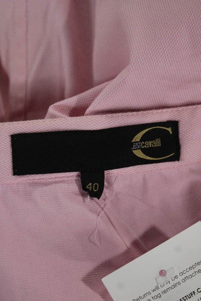 Just Cavalli Women Straight Pencil Skirt Pink Cotton Zip Size 40