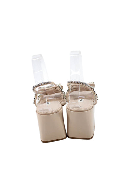 Miu Miu Womens Leather Jeweled Slingbacks Sandal Heels Pink Size 39 9