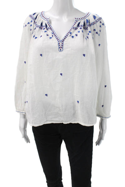 Velvet by Graham & Spencer Women Tunic Blouse White V-Neck Long Sleeve Size S