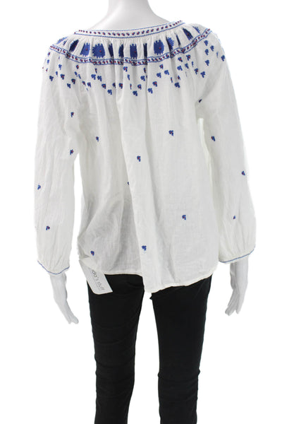 Velvet by Graham & Spencer Women Tunic Blouse White V-Neck Long Sleeve Size S