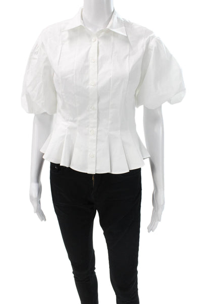 J Crew Womens White Collared Short Sleeve Blouse Size 4