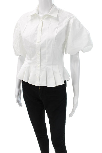 J Crew Womens White Collared Short Sleeve Blouse Size 4