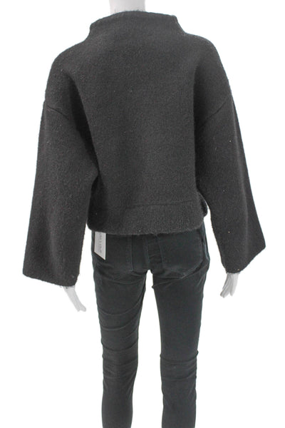 Zara Women Gray Basic Jacket Polyester Long Sleeve Snap Size M