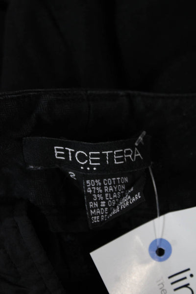 Etcetera Women Capri Herringbone Cotton Pants Gray Button Closure Size 2