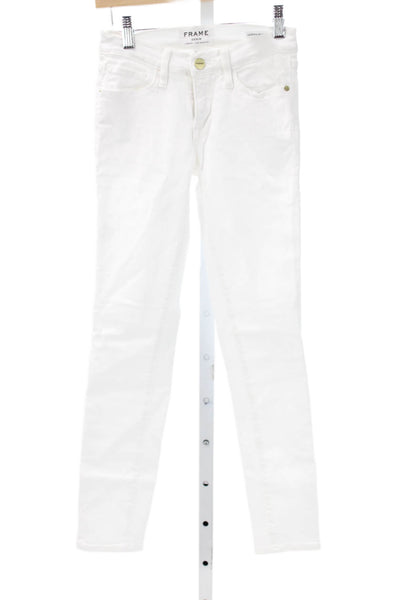 Frame Women White Skinny Mid Rise Jeans 25in Inseam Size 23