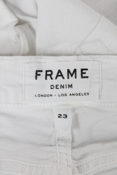 Frame Women White Skinny Mid Rise Jeans 25in Inseam Size 23