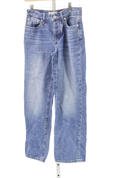 Madewell Women Straight Jeans Blue Mid Rise Button Inseam 26 Size 23