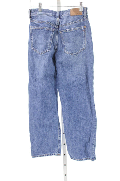 Madewell Women Straight Jeans Blue Mid Rise Button Inseam 26 Size 23