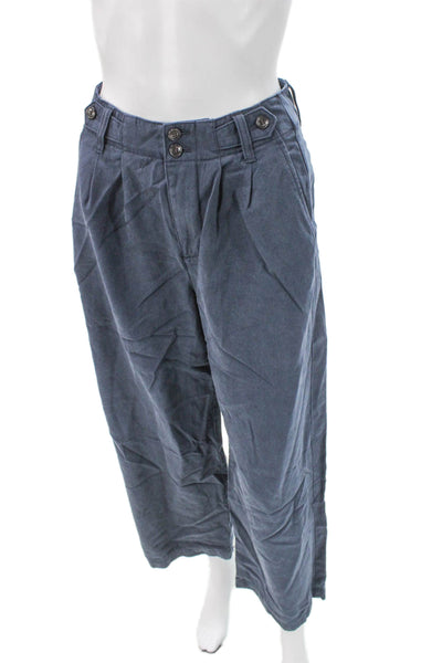 Madewell Women Cropped Petite Pants Blue Lyocell Button Inseam 25 Size 00