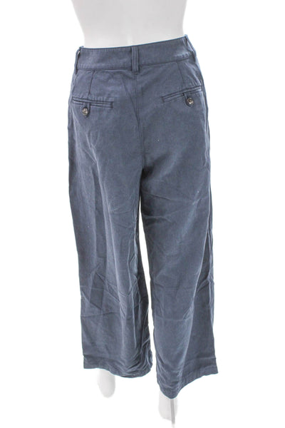 Madewell Women Cropped Petite Pants Blue Lyocell Button Inseam 25 Size 00