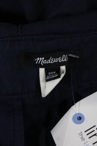 Madewell Women Cropped Petite Pants Blue Lyocell Button Inseam 25 Size 00