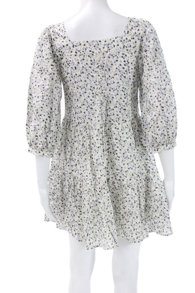 Rails Women Mini Dress Multicolor Cotton Square Neck 3/4 Sleeve Button Size 2XS