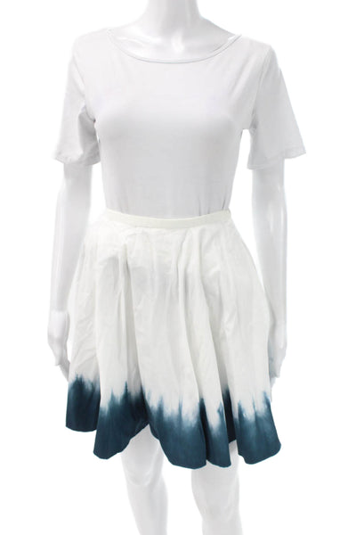 J Crew Women Skater Skirt White Ombre Cotton Zip Spring Size 2XS
