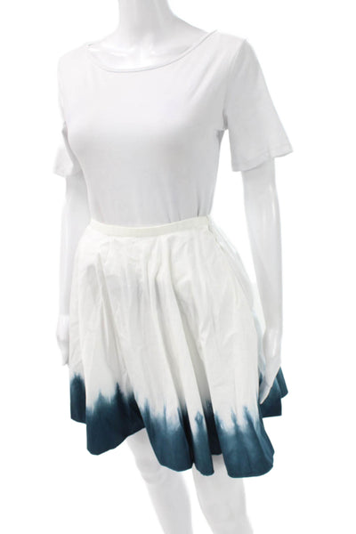 J Crew Women Skater Skirt White Ombre Cotton Zip Spring Size 2XS