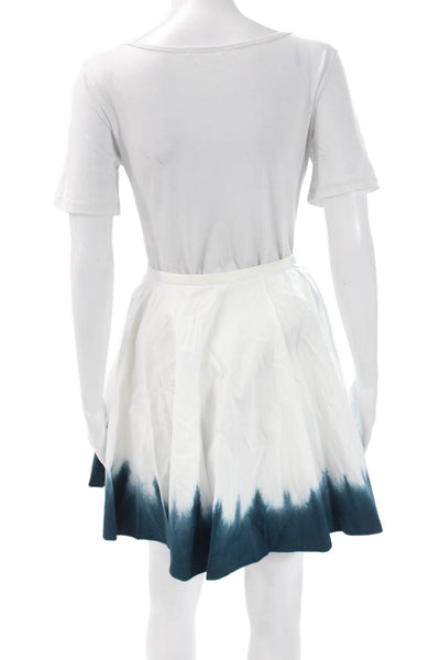 J Crew Women Skater Skirt White Ombre Cotton Zip Spring Size 2XS