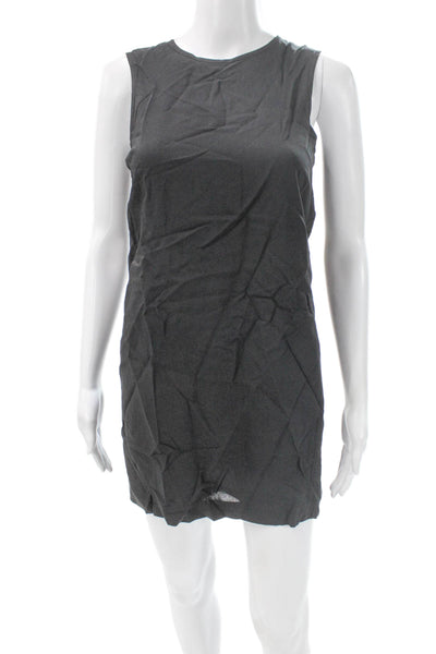 Theory Womens Shift Dress Gray Sleeveless Round Neck Zip Size 00