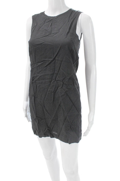 Theory Womens Shift Dress Gray Sleeveless Round Neck Zip Size 00