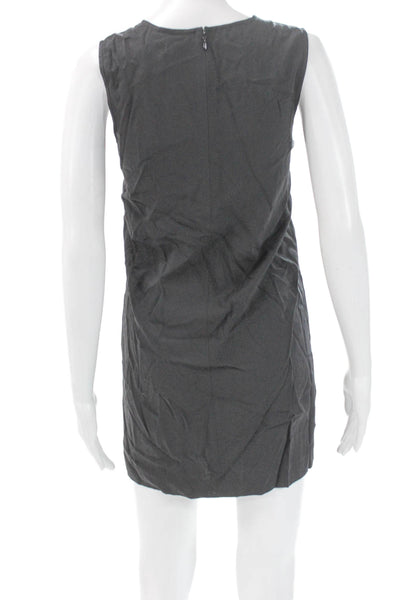 Theory Womens Shift Dress Gray Sleeveless Round Neck Zip Size 00