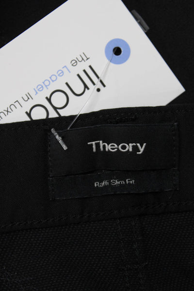 Theory Mens Chino Pants Black Button Closure Inseam 28 Size 38
