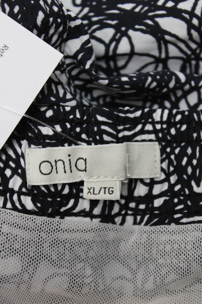 ONIA Mens Drawstring Abstract Swim Trunks Black White Size Extra Large