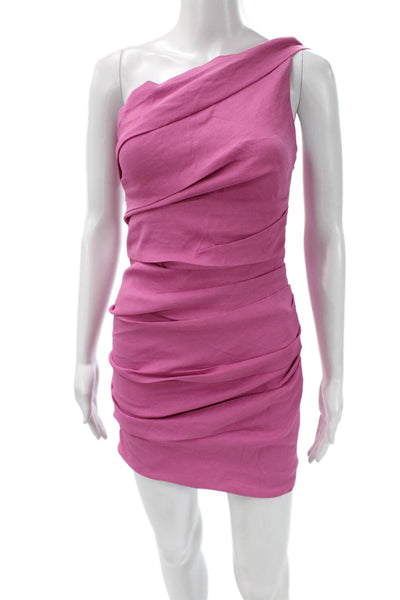 ALC Womens Pink One Shoulder Bodycon Dress Zip Sleeveless Size 0