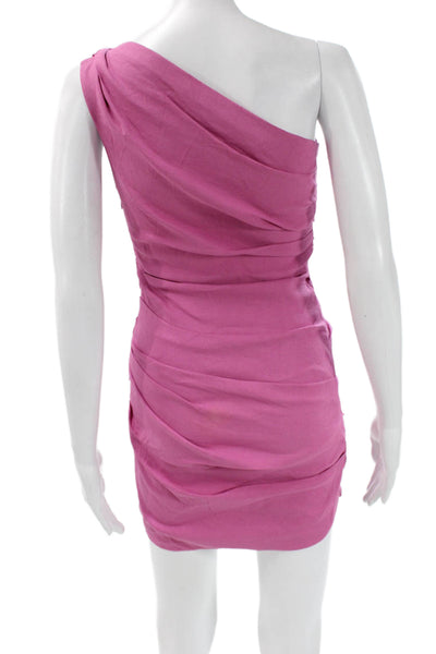 ALC Womens Pink One Shoulder Bodycon Dress Zip Sleeveless Size 0