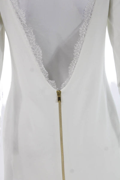 Rime Arodaky Women Shift Dress White Boat Neck 3/4 Sleeve Size 36