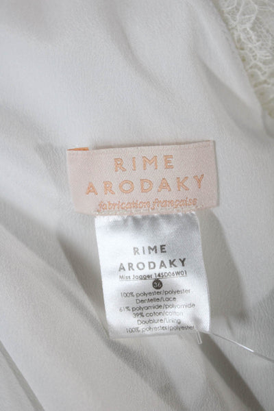 Rime Arodaky Women Shift Dress White Boat Neck 3/4 Sleeve Size 36