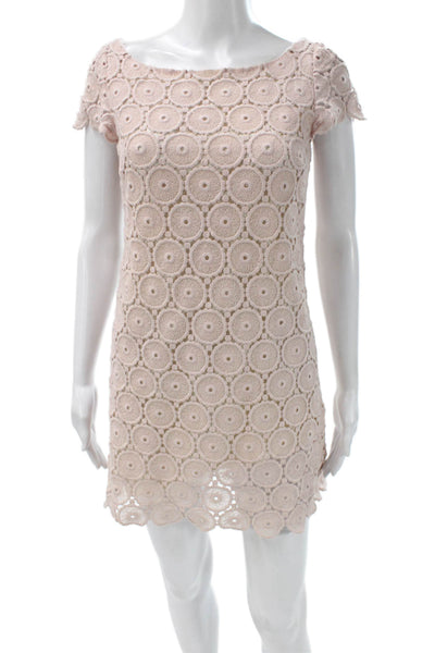 RED Valentino Women Shift Dress Pink Boat Neck Short Sleeve 100% Cotton Size 2