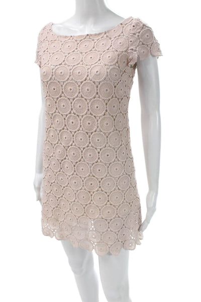 RED Valentino Women Shift Dress Pink Boat Neck Short Sleeve 100% Cotton Size 2