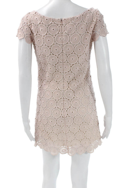 RED Valentino Women Shift Dress Pink Boat Neck Short Sleeve 100% Cotton Size 2