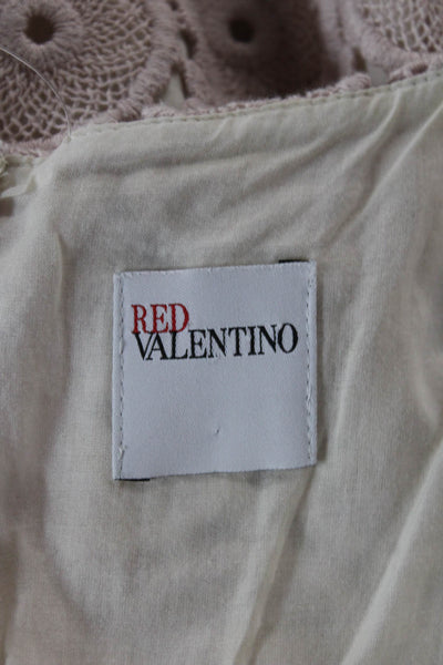 RED Valentino Women Shift Dress Pink Boat Neck Short Sleeve 100% Cotton Size 2
