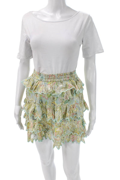 Hemant & Nandita Womens Multicolor Floral Mini Skirt Viscose Metallic Size XS