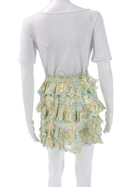 Hemant & Nandita Womens Multicolor Floral Mini Skirt Viscose Metallic Size XS